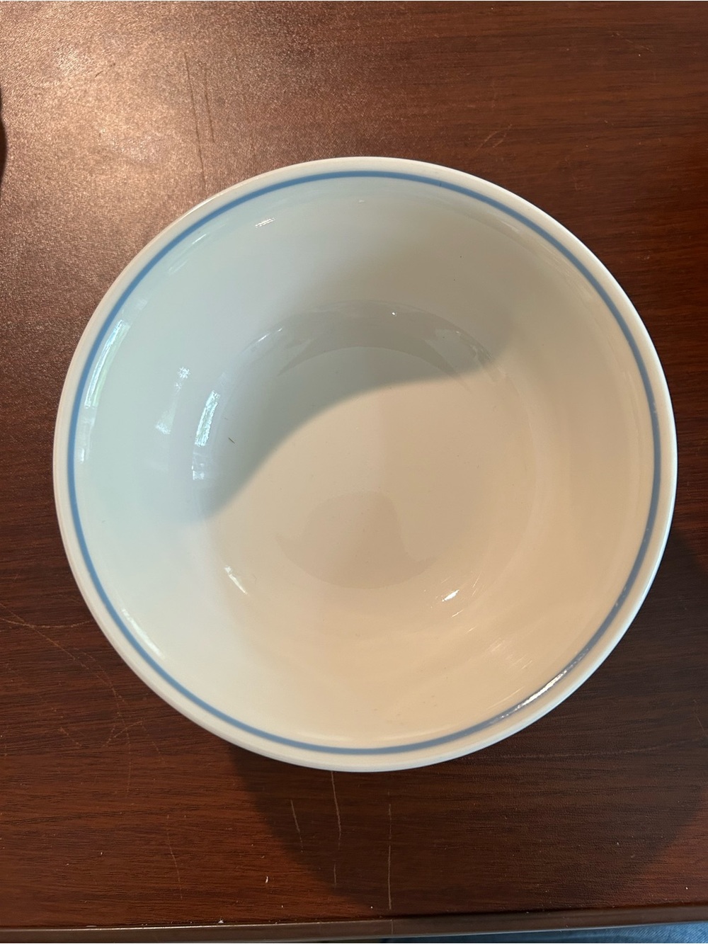 Corelle White Bowl with Light Blue Rim - blue lily or first of spring, set of 4